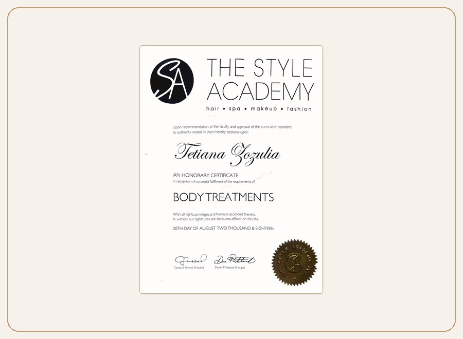 Body Treatments Certificate preview