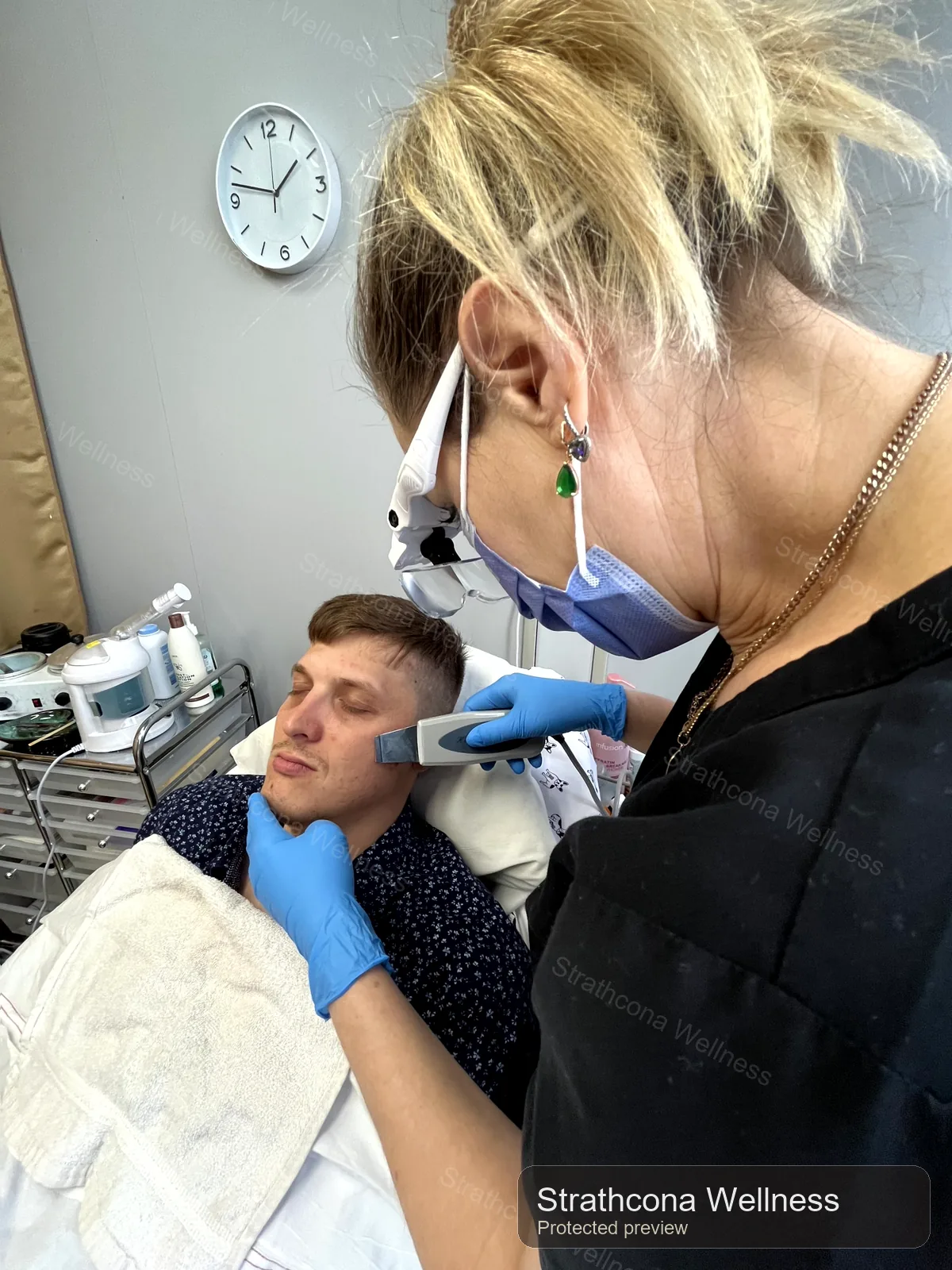 Beauty care appointment in a clean treatment room