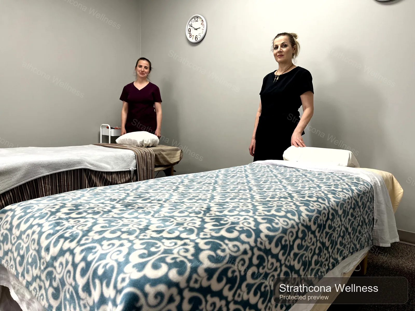 Studio room prepared for a calm wellness visit in Sherwood Park